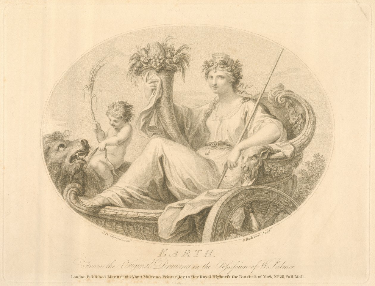 Terra, gravada por Francescco Bartolozzi (1727-1815) publicou Londres, 1803 (lito) de Giovanni Battista Cipriani