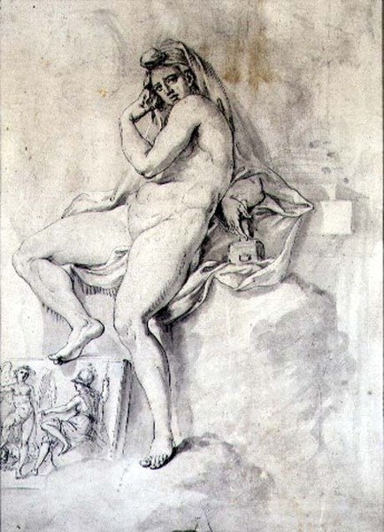 Personificação Feminina de Escultura, c.1770 (caneta e tinta sobre papel) de Giovanni Battista Cipriani