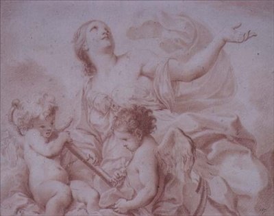 Figura da Esperança, com dois Cupidos Alados segurando uma âncora (desenho) de Giovanni Battista Cipriani