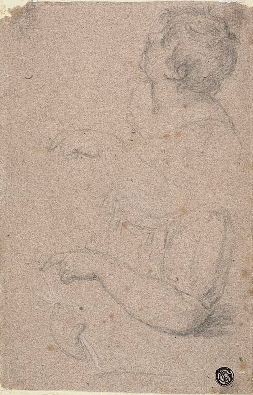 Esboço a meio comprimento de uma criança de perfil para a esquerda, com esboços do braço direito e da mão esquerda de Giovanni Battista Cipriani