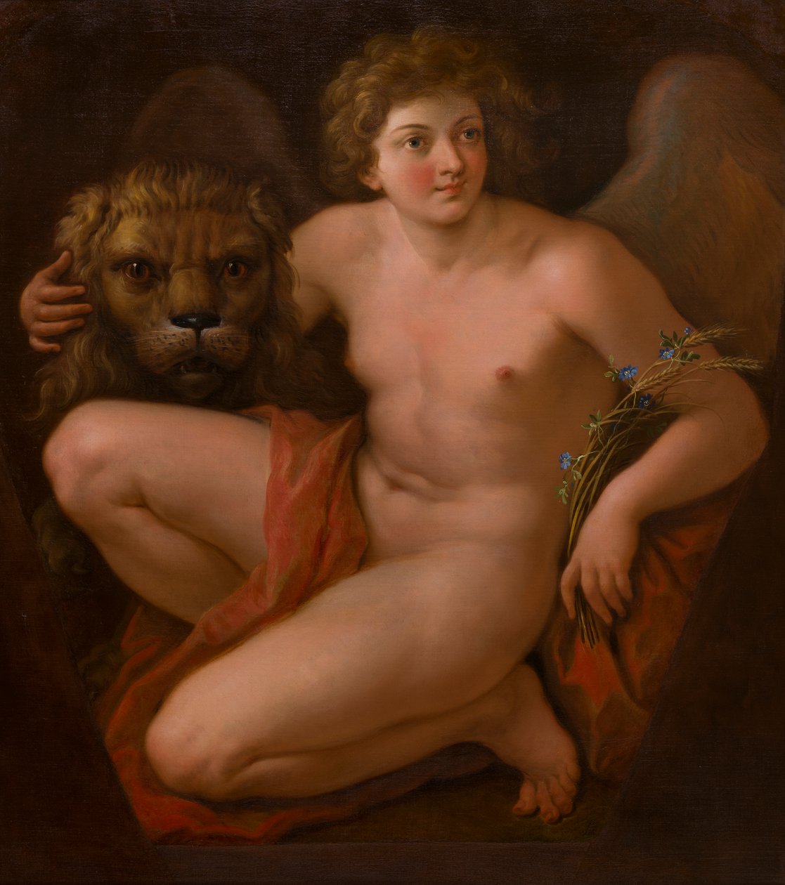 A segunda de um par de pinturas alegóricas: Paz e Abundância, c.1747-85 (óleo sobre tela) de Giovanni Battista Cipriani