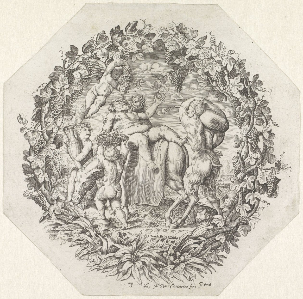 Bacchanal com Silenus bêbado de Giovanni Battista Costantini