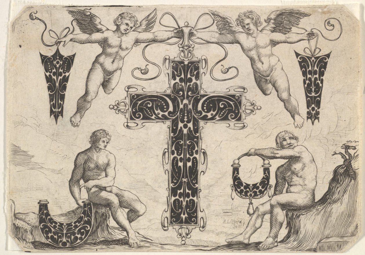 Pingente em forma de cruz e quatro outros motivos, 1622. de Giovanni Battista Costantini