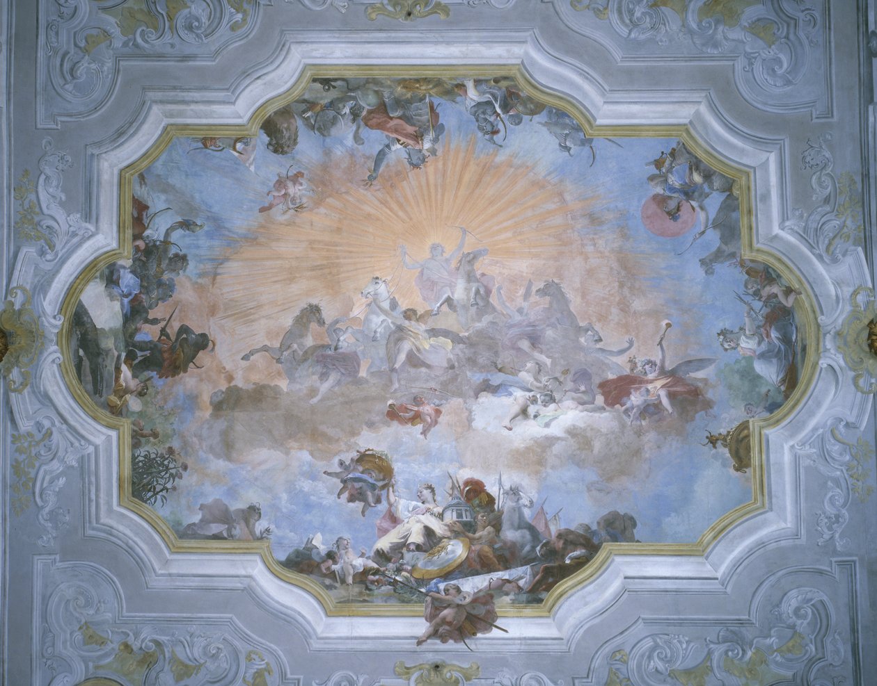 Quatro cantos do mundo, teto do salão de baile de Giovanni Battista Crosato