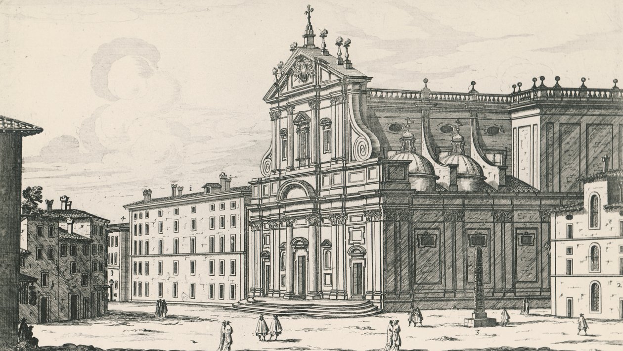 Igreja de Santo Inácio de Loyola no Campus Martius Martius, Roma, gravada por Giovanni Battista Falda (1640 ou 1643-1678), Itália de Giovanni Battista Falda