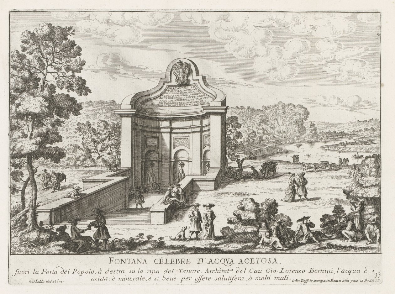 Acqua Acetosa fountain te Roma
Famosa fonte Acqua Acetosa (...) (título sobre o objecto)
Fontes de Roma (título da série)
Fonteinen van Rome (título da série) de Giovanni Battista Falda