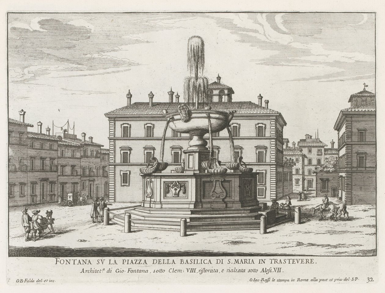 Fontein op Piazza Santa Maria in Trastevere
Fonte na Piazza della Basilica di S. Maria in Trastevere (título sobre o objecto)
Fontes de Roma (título da série)
Fonteinen van Rome (título da série) de Giovanni Battista Falda