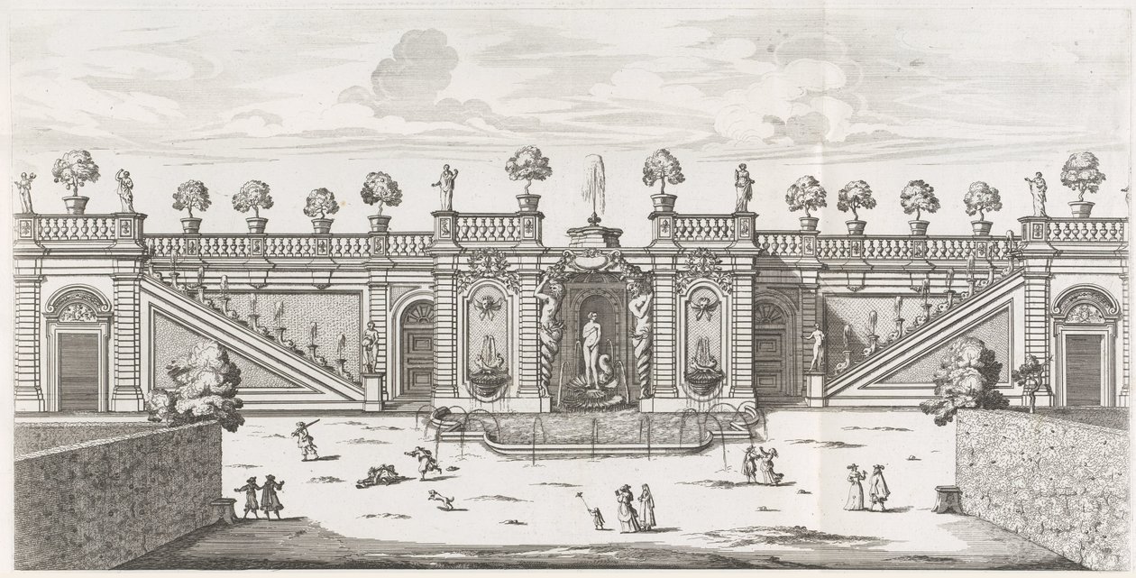 Fonte de Vênus nos jardins da Villa Doria Pamphilj em Roma Fons Veneris (título no objeto) Le fontane ne palazzi e ne giardini di Roma (título da série) Fontes nos Palácios e Jardins de Roma (título da série) de Giovanni Battista Falda