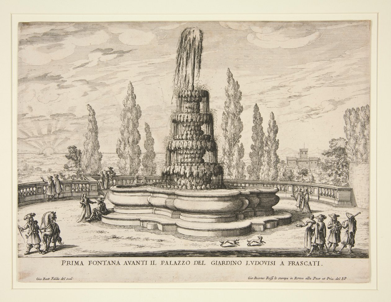 Fonte nos Jardins do Palácio Ludovisi em Frascati de Giovanni Battista Falda