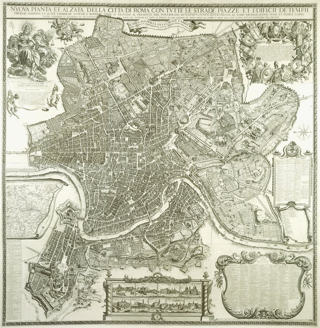 Planta da cidade de Roma, 1730 de Giovanni Battista Falda