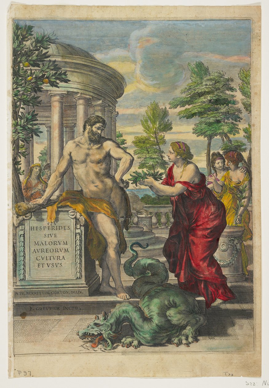 Frontispício e página de título de Hespérides, 1646 de Giovanni Battista Ferrari