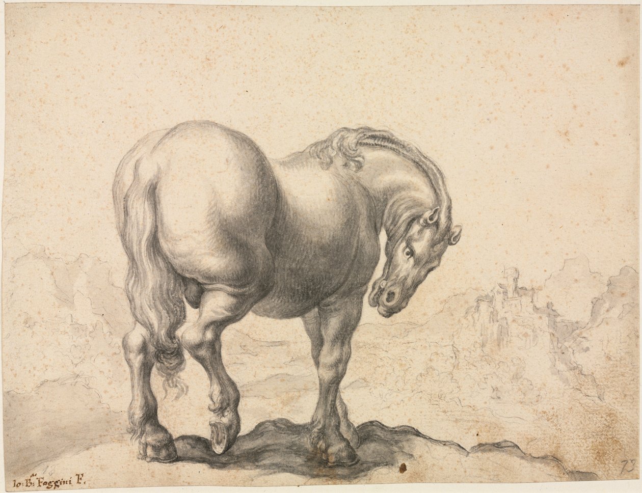 Estudo de um garanhão, primeiro terceiro século XVIII. de Giovanni Battista Foggini