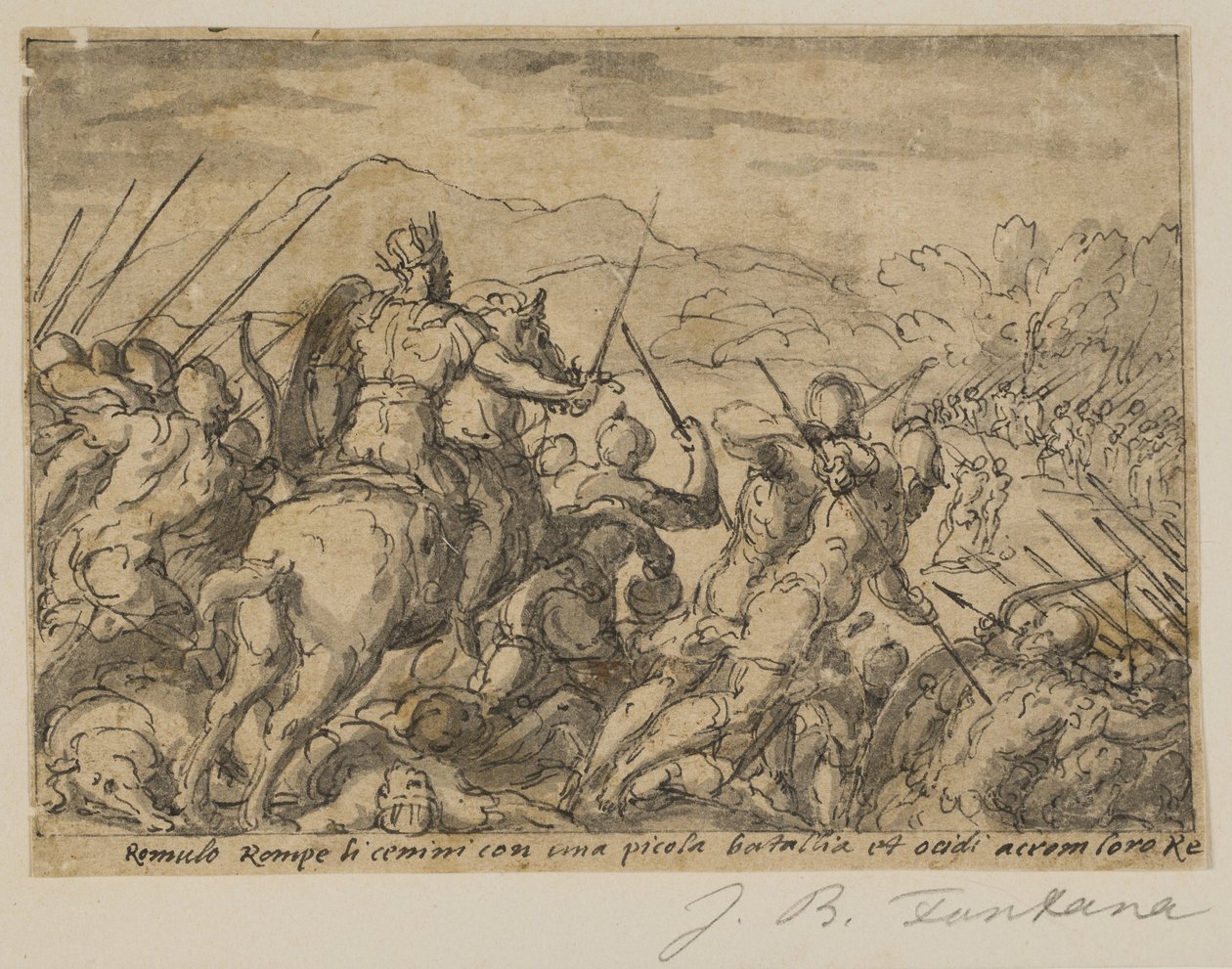 Acron atacando Romulus de Giovanni Battista Fontana