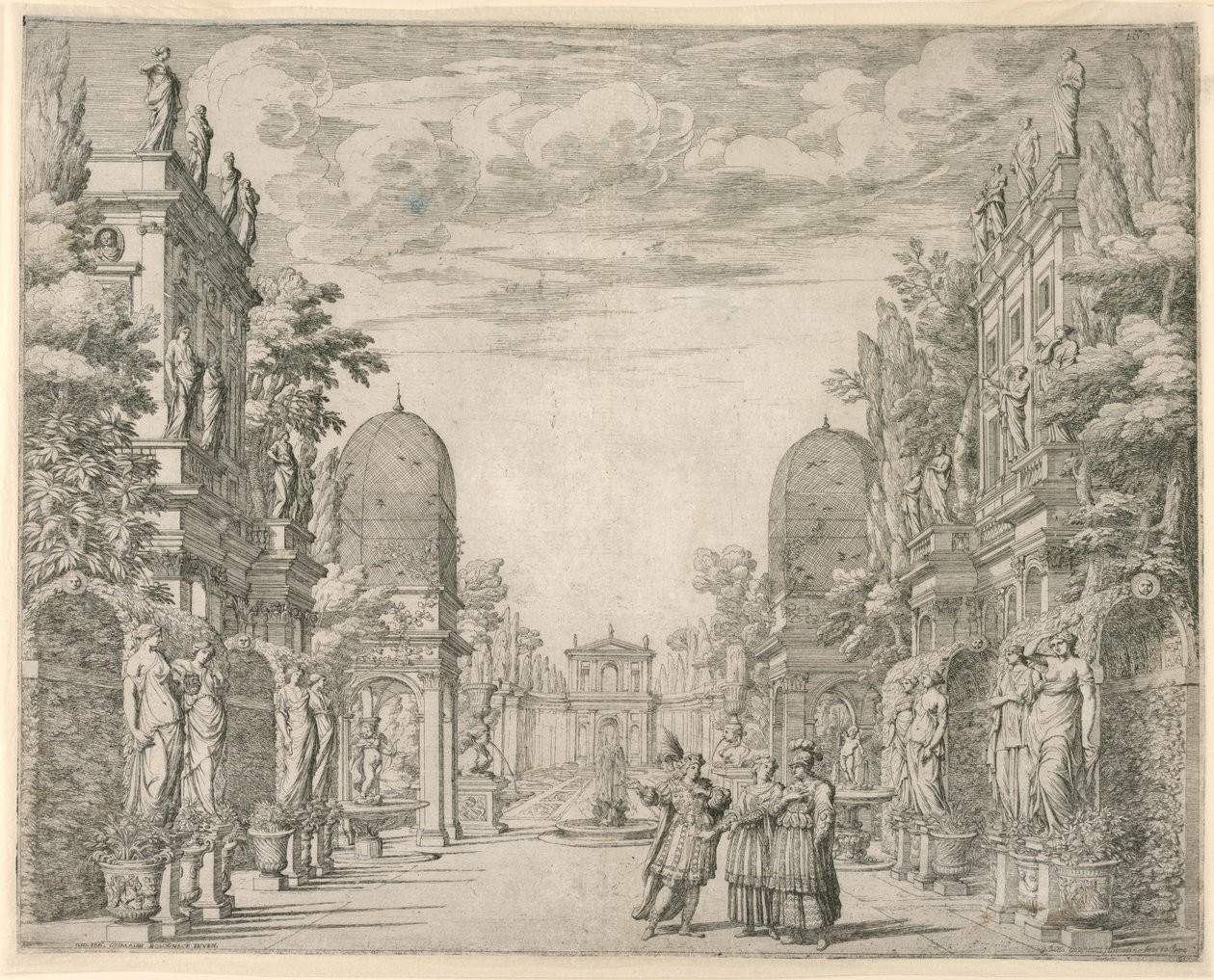 Cenografia da Cena 3, "La Vita Humana overo", de "O Triunfo da Pietá" de Giovanni Battista Galestruzzi