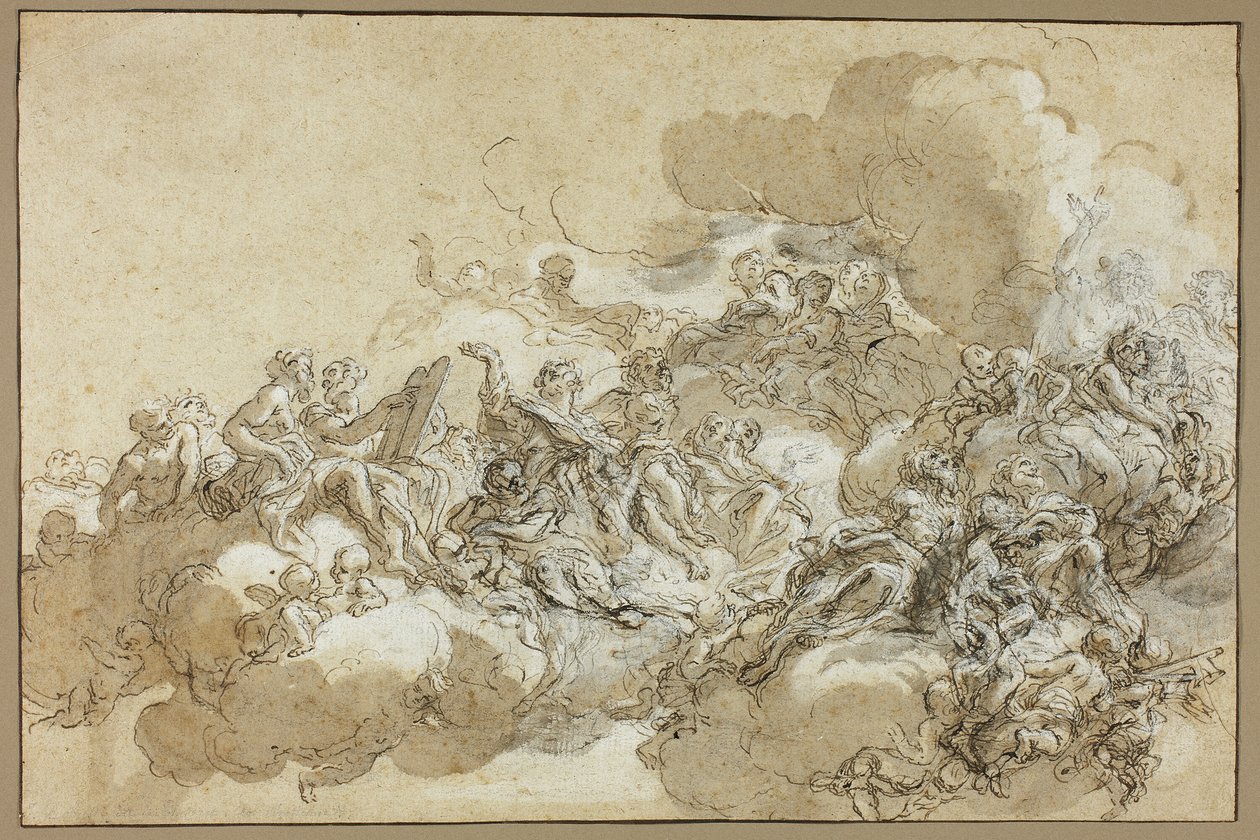 Estudo detalhado para a Assunção de Santa Inês de Giovanni Battista Gaulli