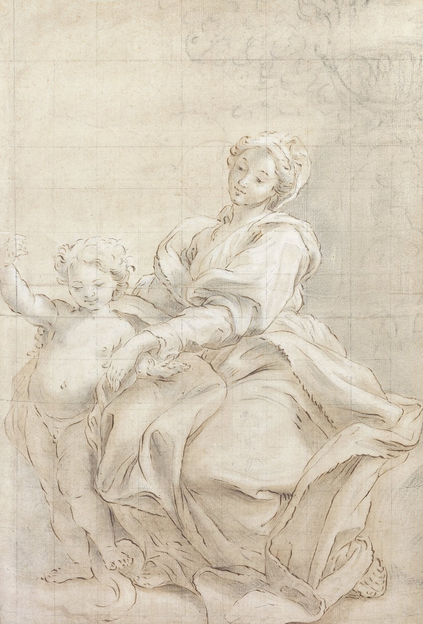 A Virgem com o Menino perto de uma bacia; A Virgem e o Menino Perto de uma Bacia, de Giovanni Battista Gaulli