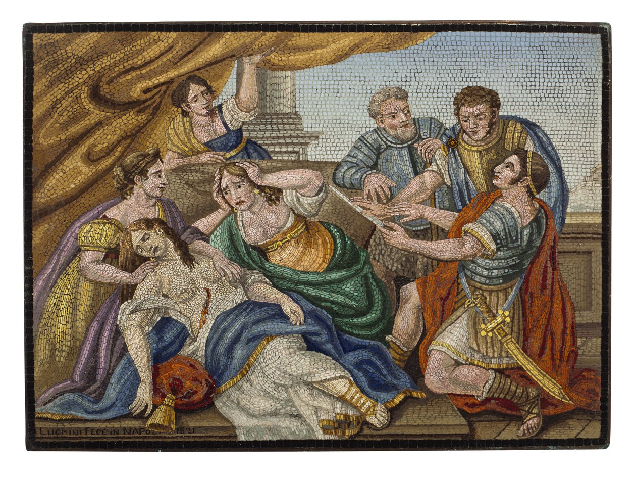 Uma fina placa micromosaica italiana de Giovanni Battista Luchini