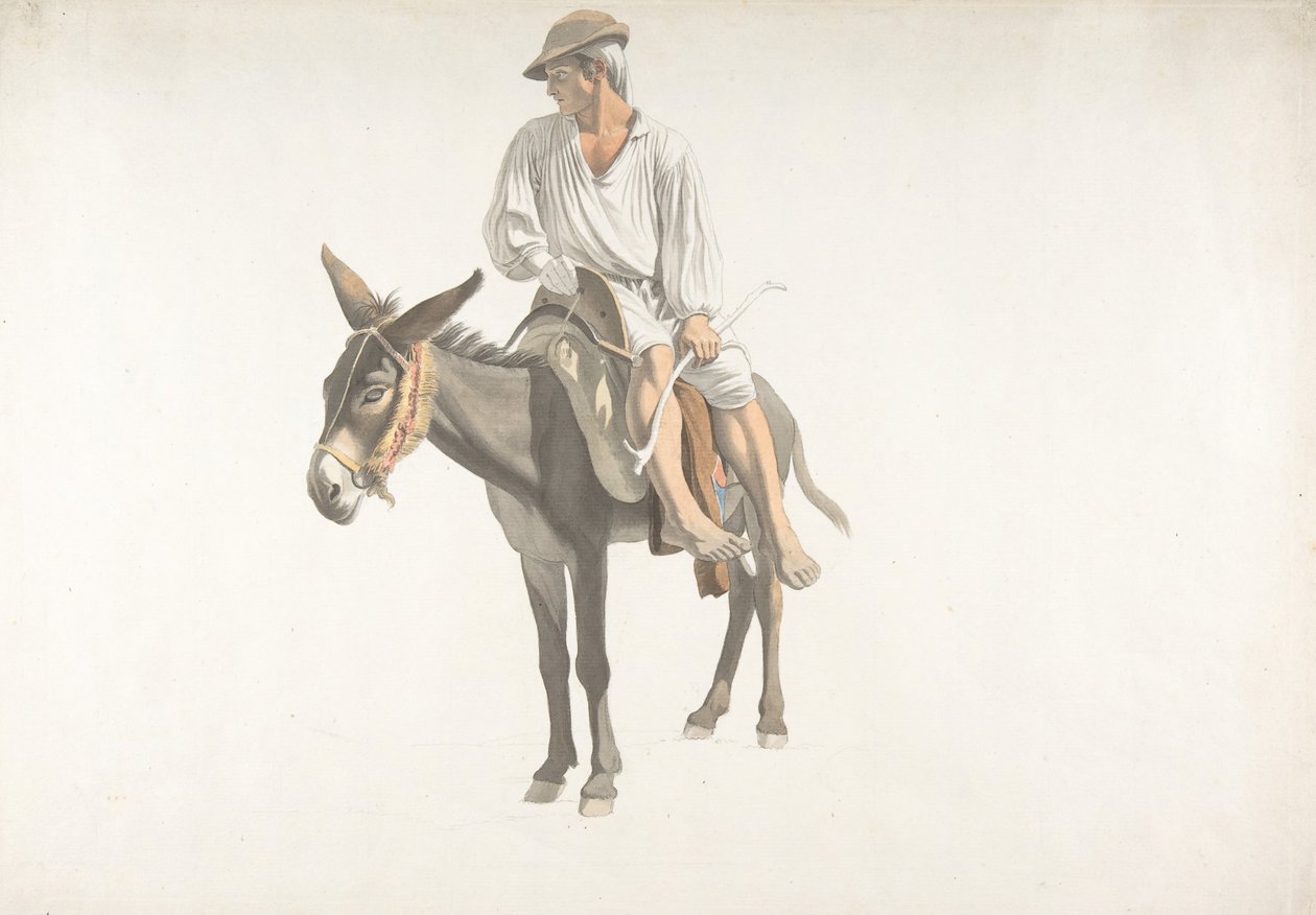 Camponês em um burro, ca. 1783-87. de Giovanni Battista Lusieri