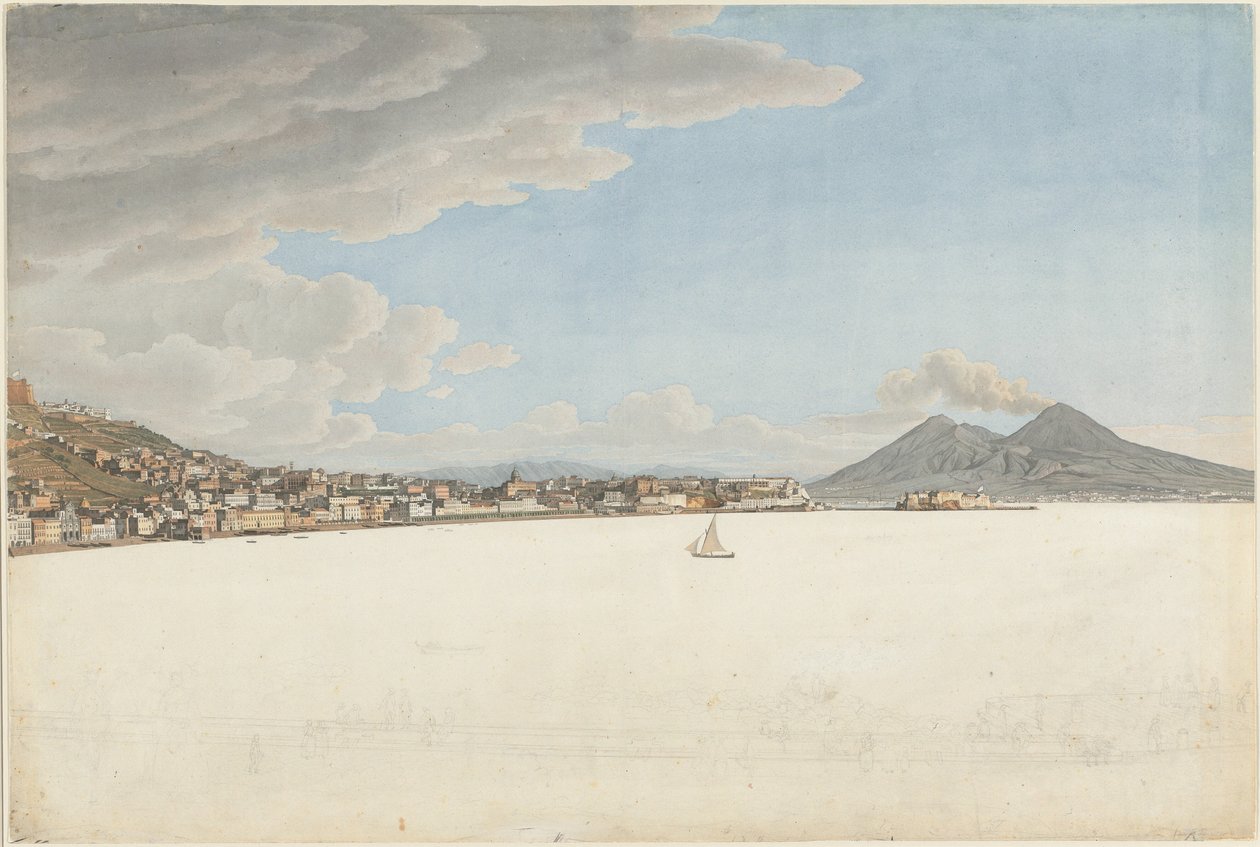 A Baía de Nápoles com os Montes Vesúvio e Somma de Giovanni Battista Lusieri