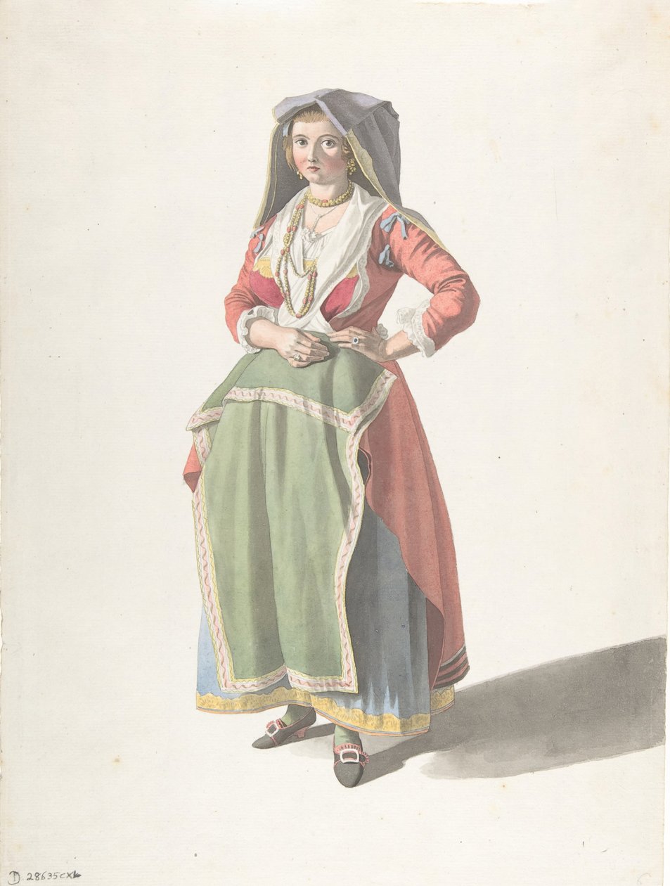 Jovem de pé no vestido tradicional napolitano, ca. 1775-1821. de Giovanni Battista Lusieri