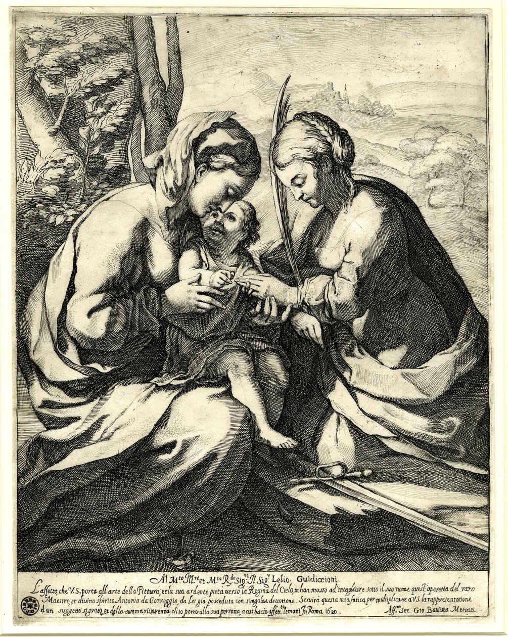 Giovanni Battista Mercati - O casamento místico de Santa Catarina, em cujo dedo Cristo coloca o anel; segundo Correggio. 1620, 1837,0408.160 de Giovanni Battista Mercati