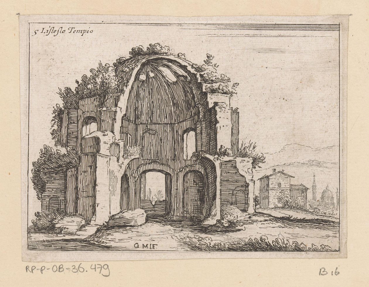 Resten van de Tempel van Minerva Medica in een landschap
Listesso Tempio (título sobre o objecto)
Gezichten op Rome (título da série)
Alcune vedute et prospettive di luoghi dishabitati di Roma (título da série) de Giovanni Battista Mercati