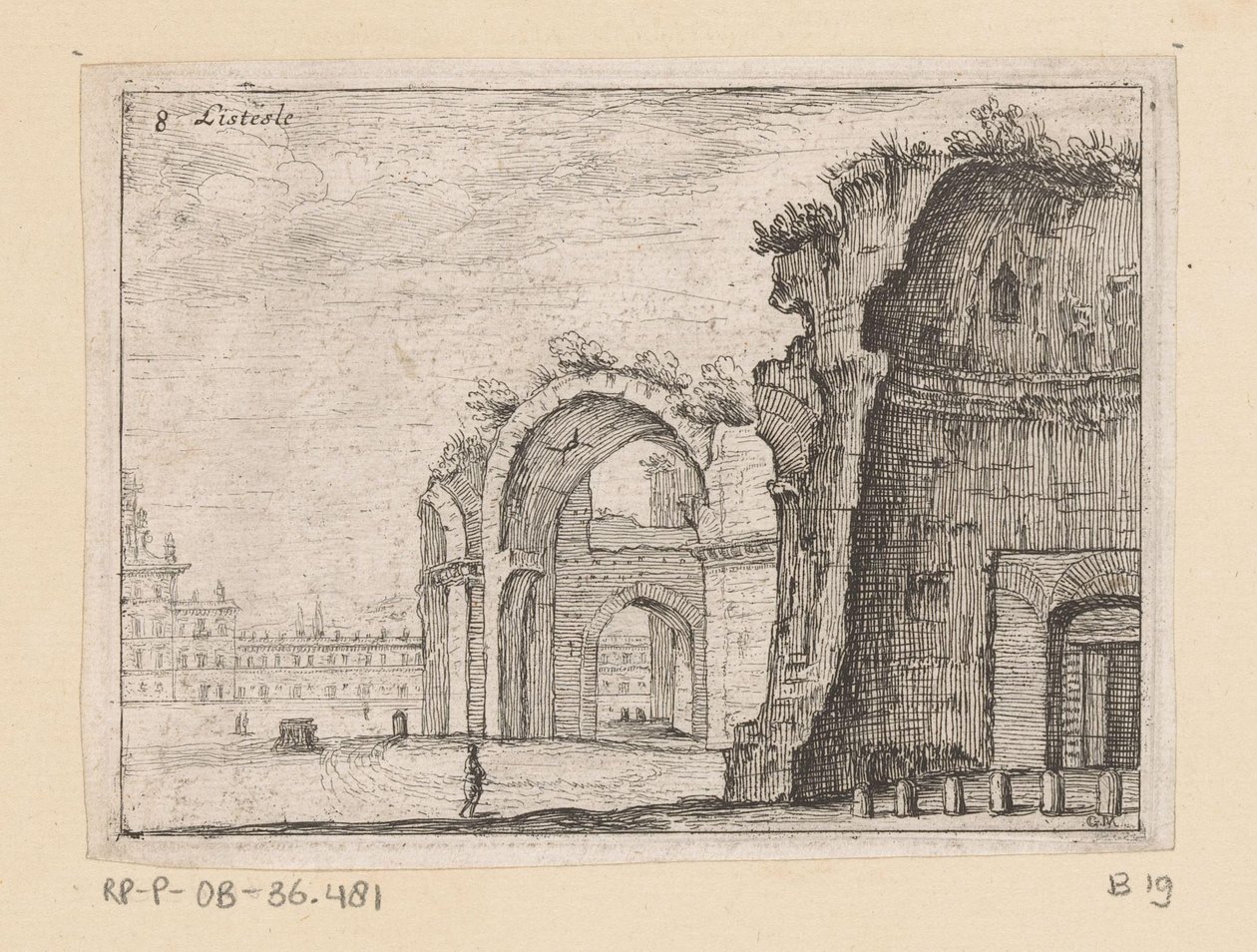 Restos das Termas de Diocleciano em Roma Listesse (título no objeto) Vistas de Roma (título da série) Alcune vedute et prospettive di luoghi dishabitati di Roma (título da série) de Giovanni Battista Mercati