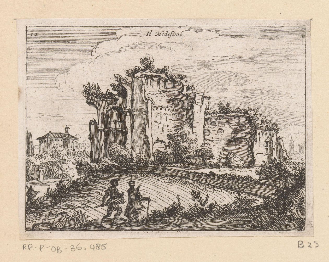 Ruïne in een landschap
O Medesino (título sobre o objecto)
Gezichten op Rome (título da série)
Alcune vedute et prospettive di luoghi dishabitati di Roma (título da série) de Giovanni Battista Mercati