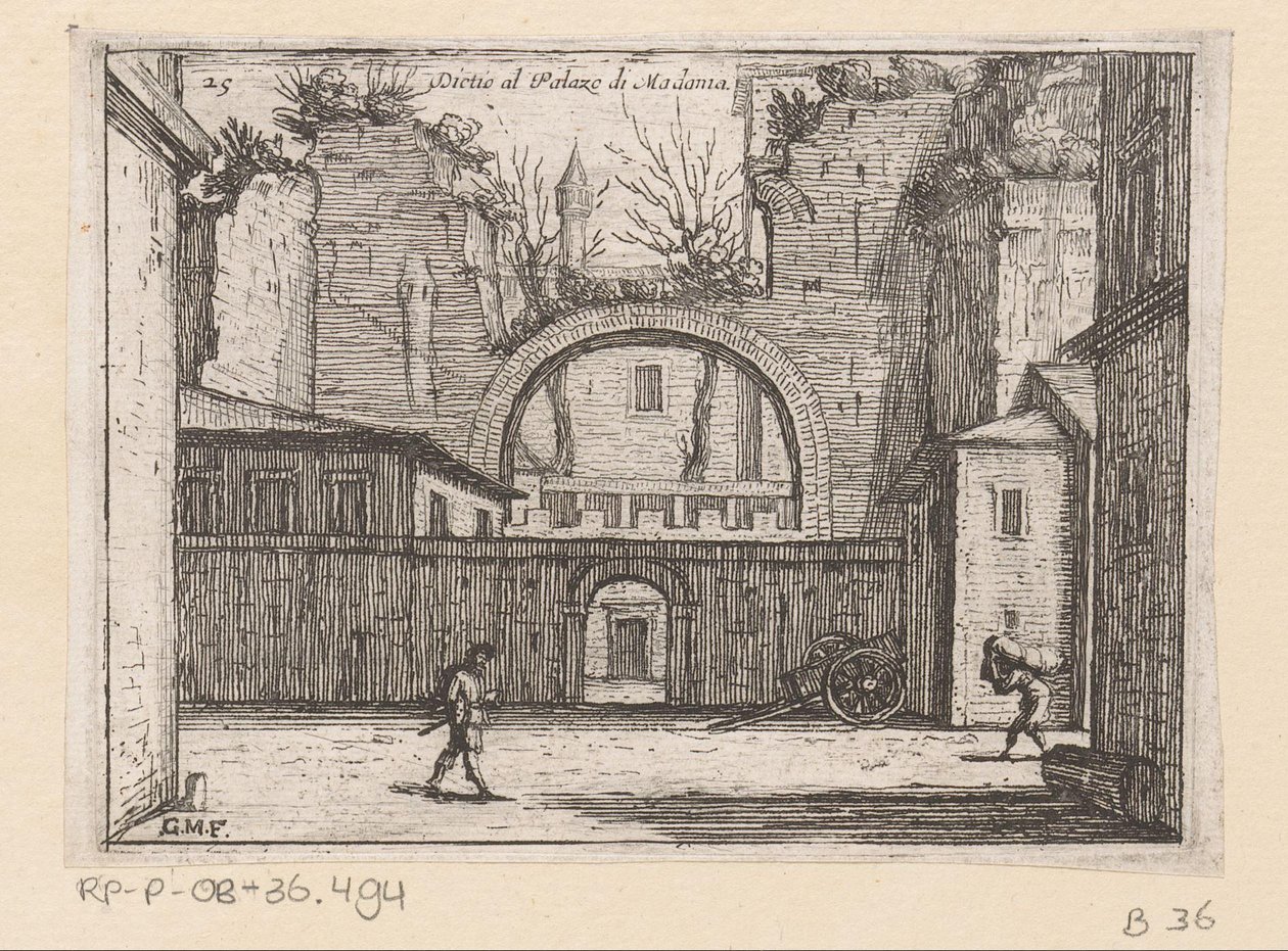 Ruínas em Roma Dictio no Palazzo di Madama (título no objeto) Gezichten op Rome (título da série) Algumas vistas e perspectivas de lugares desabitados em Roma (título da série) de Giovanni Battista Mercati