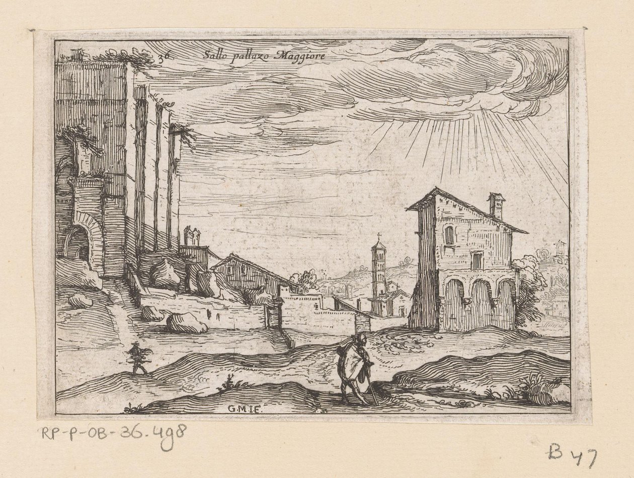 Ruïnes van Palazzo Maggiore te Rome en gebouwen in de buurt daarvan
Sallo pallazo Maggiore (título sobre o objecto)
Gezichten op Rome (título da série)
Alcune vedute et prospettive di luoghi dishabitati di Roma (título da série) de Giovanni Battista Mercati
