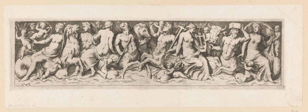 Tritões, nereídeos e putti de Giovanni Battista Mercati