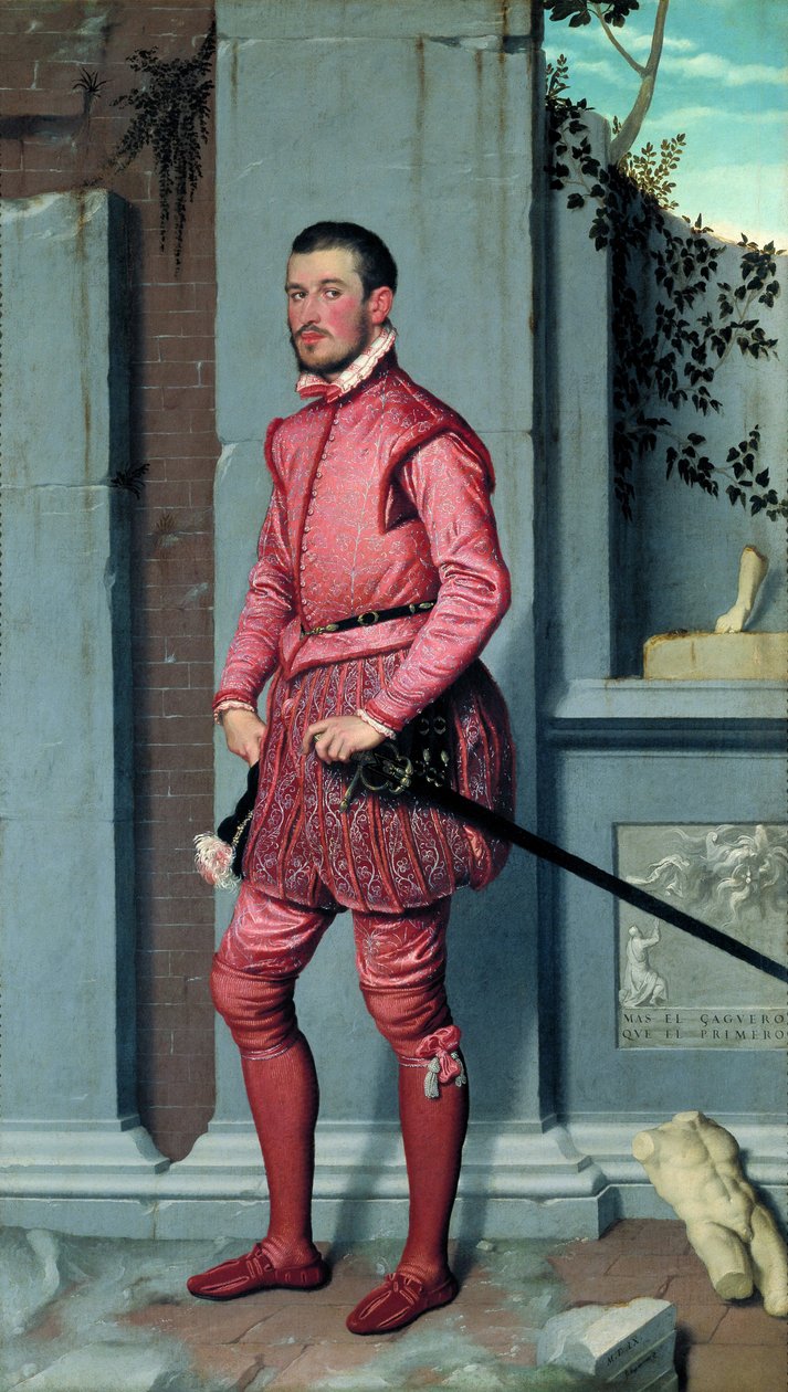 Gian Gerolamo Grumelli par Moroni, Giovan Battista (1520/25-1578). Óleo sobre tela, tamanho : 216x123, c. 1560, Palazzo Moroni, Bergamo de Giovanni Battista Moroni