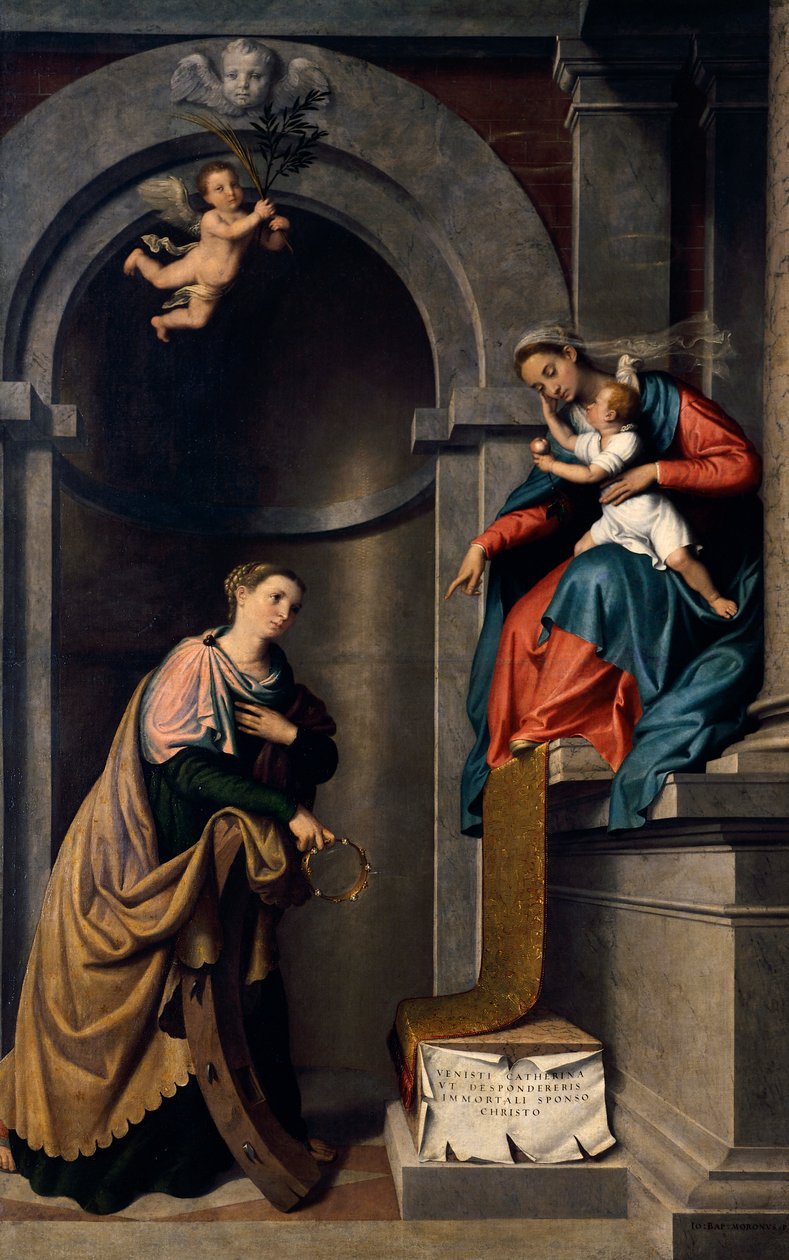 Casamento de Santa Catarina por Giovanni Battista Moroni (1525 circa- 1578), óleo sobre tela, Igreja de São Bartolomeu, Almenno de Giovanni Battista Moroni