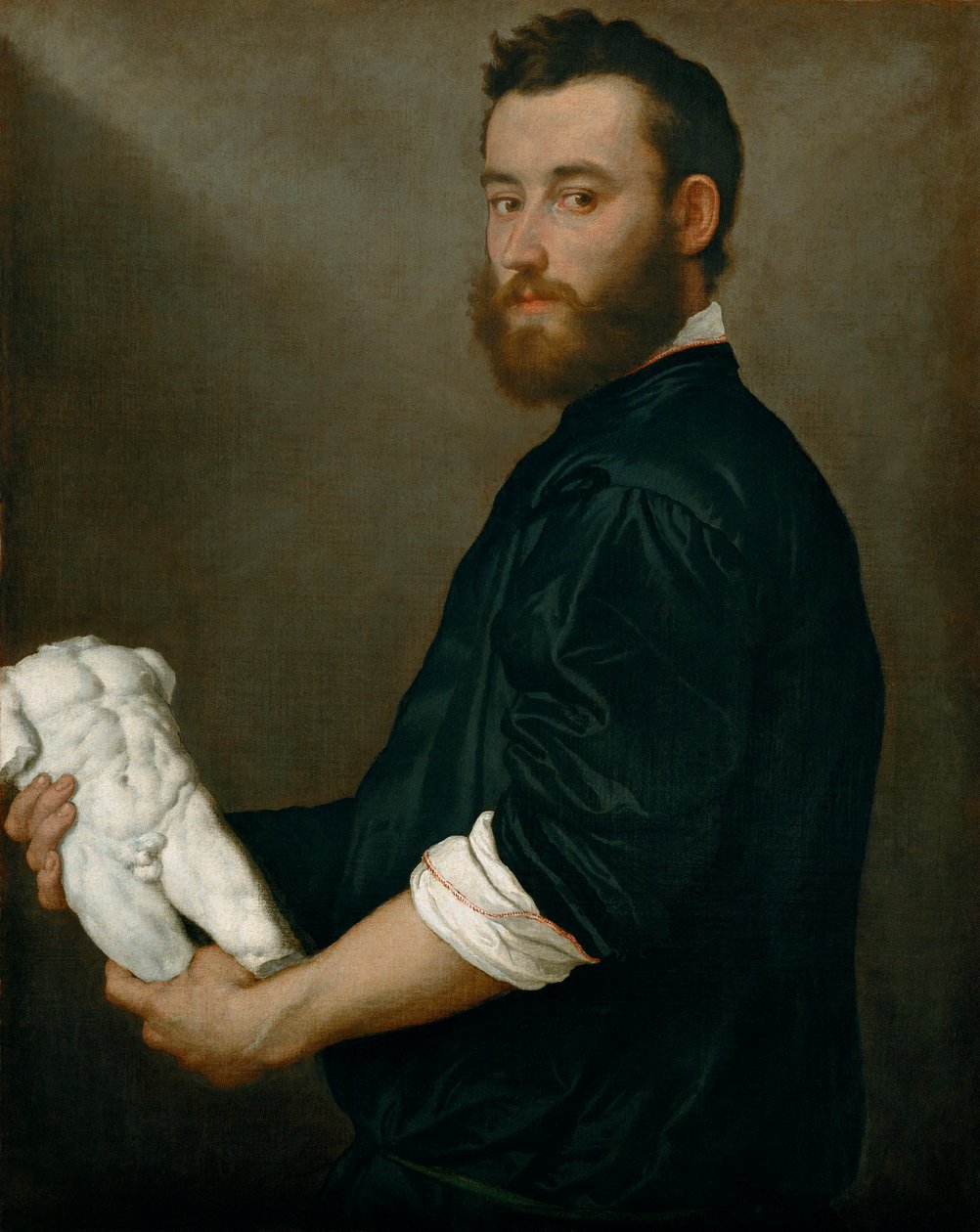 "Portrait du sculpteur Alessandro Vittoria (1525-1608)" (O Escultor Alessandro Vittoria (1525-1608)) Peinture de Giovan Battista Moroni (1520/25-1578) - vers 1552-1553 - Óleo sobre tela Dim 82,5x64,6 cm Museu de História da Arte, Vienne de Giovanni Battista Moroni