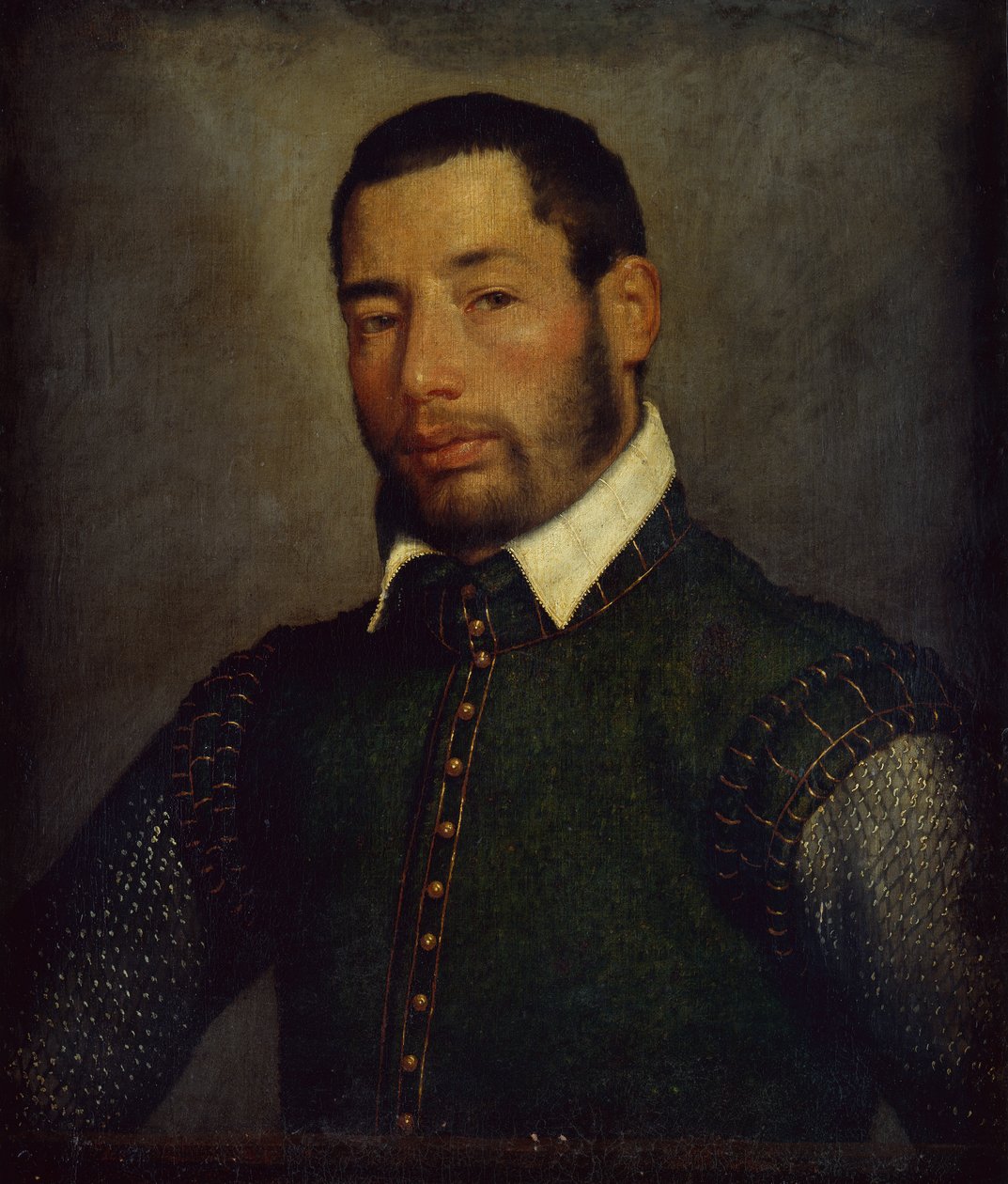 Retrato de um Cavalheiro de camisa verde Doublet e Chainmail, c.1565 (óleo sobre tela) de Giovanni Battista Moroni