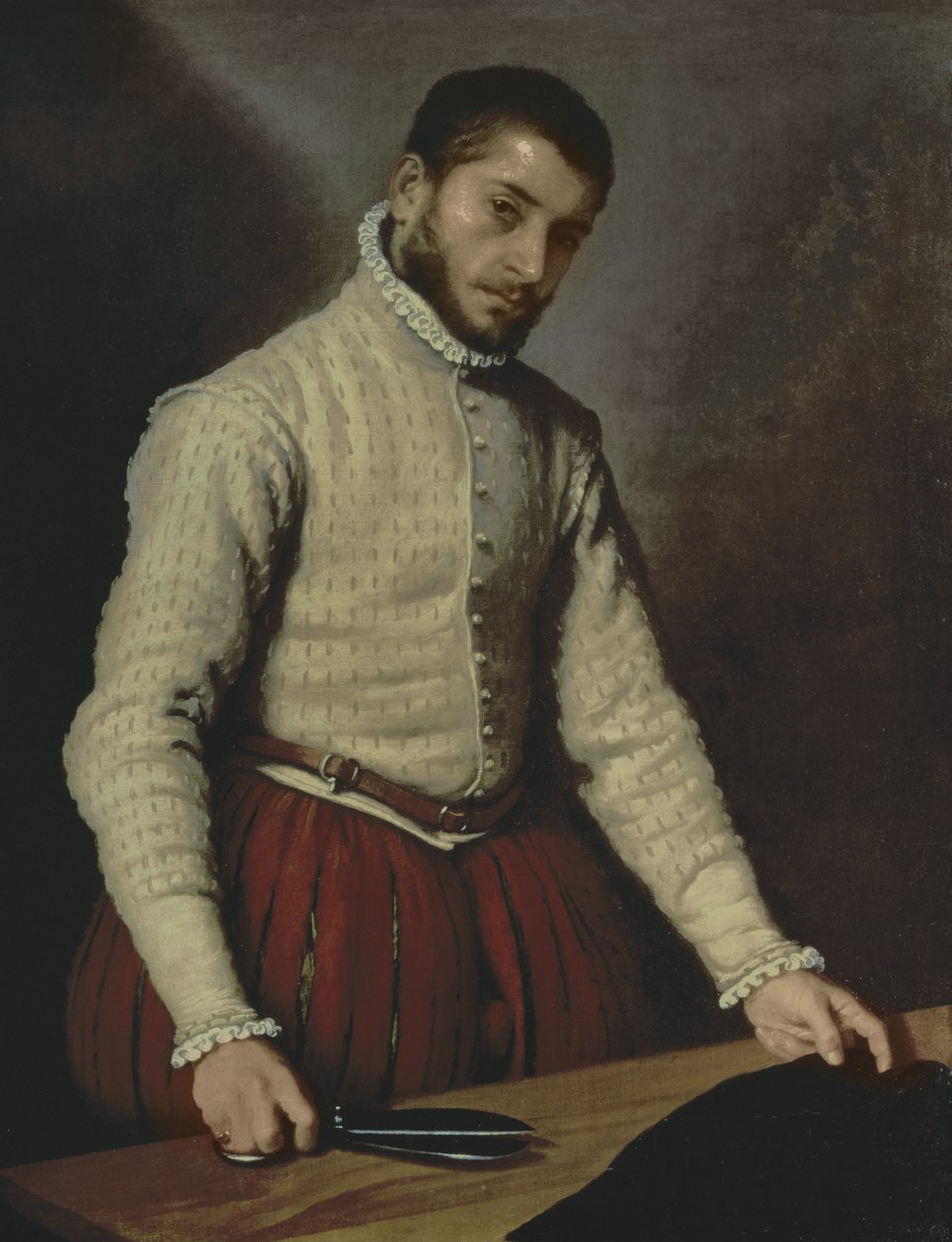 Retrato de um homem (o alfaiate) c.1570 (óleo sobre tela) de Giovanni Battista Moroni