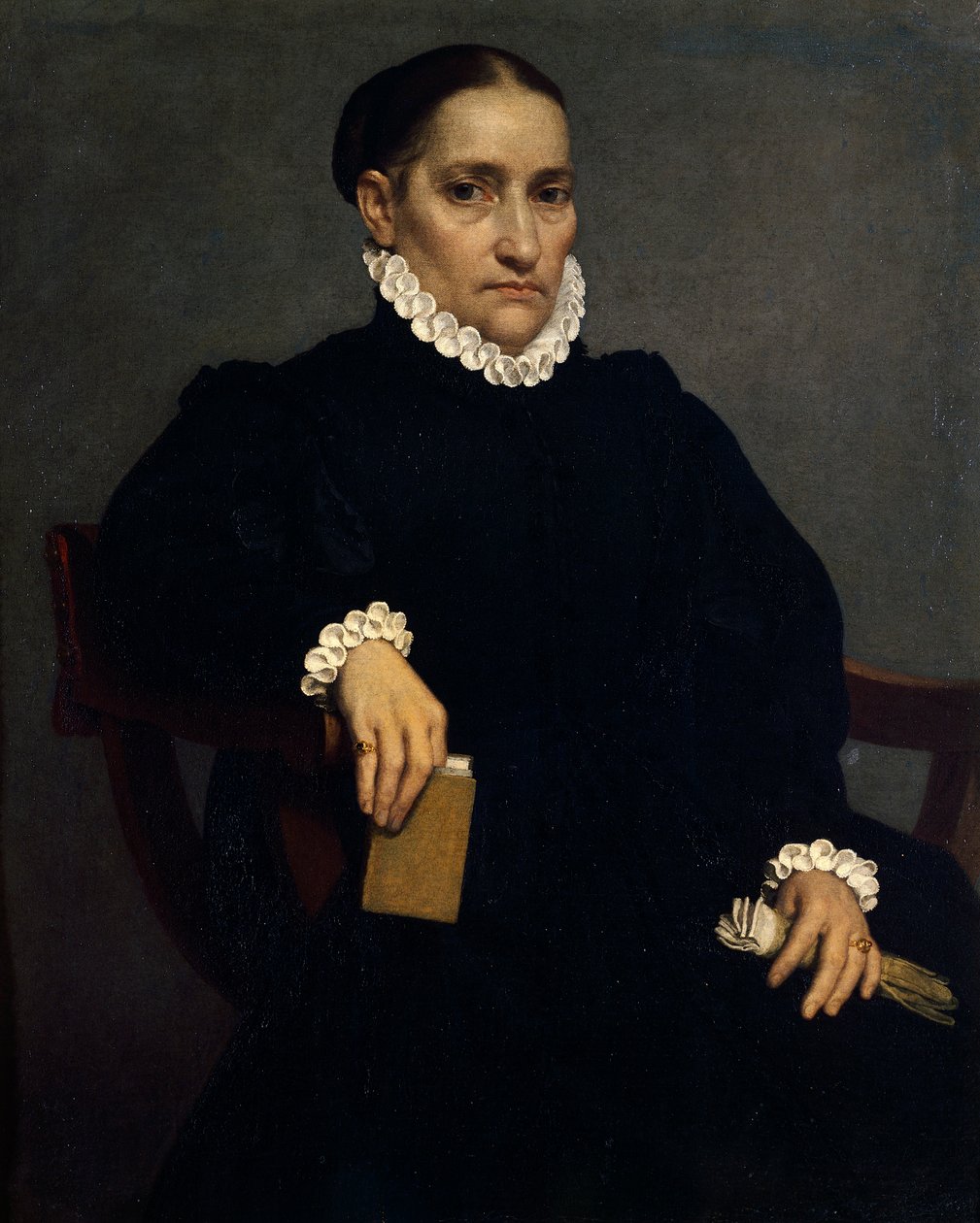 Retrato de mulher idosa em preto de Giovanni Battista Moroni (cerca de 1525-1578) de Giovanni Battista Moroni