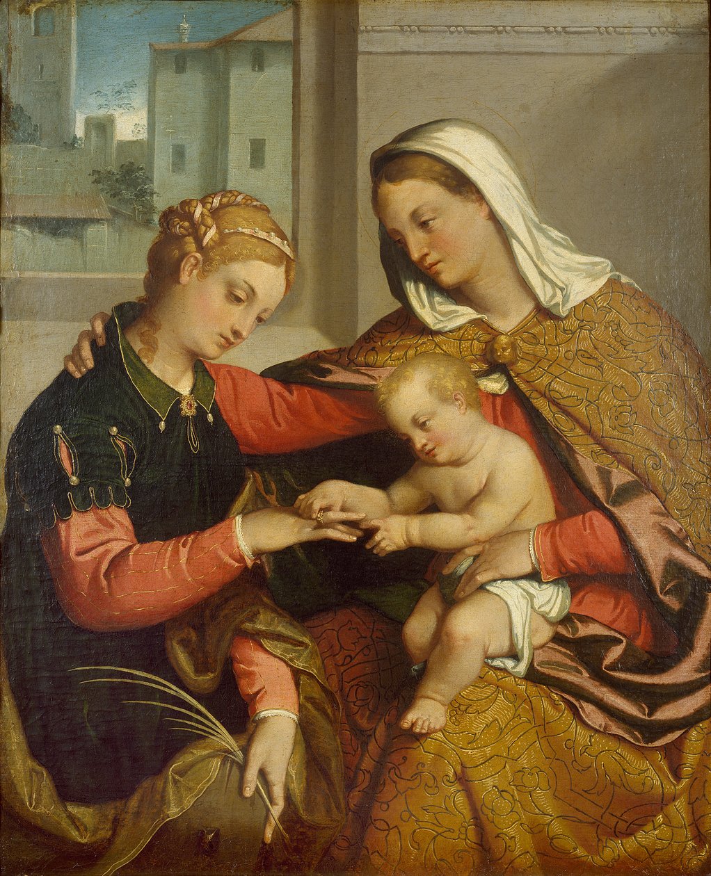 O Místico Casamento de Santa Catarina, c1550 de Giovanni Battista Moroni