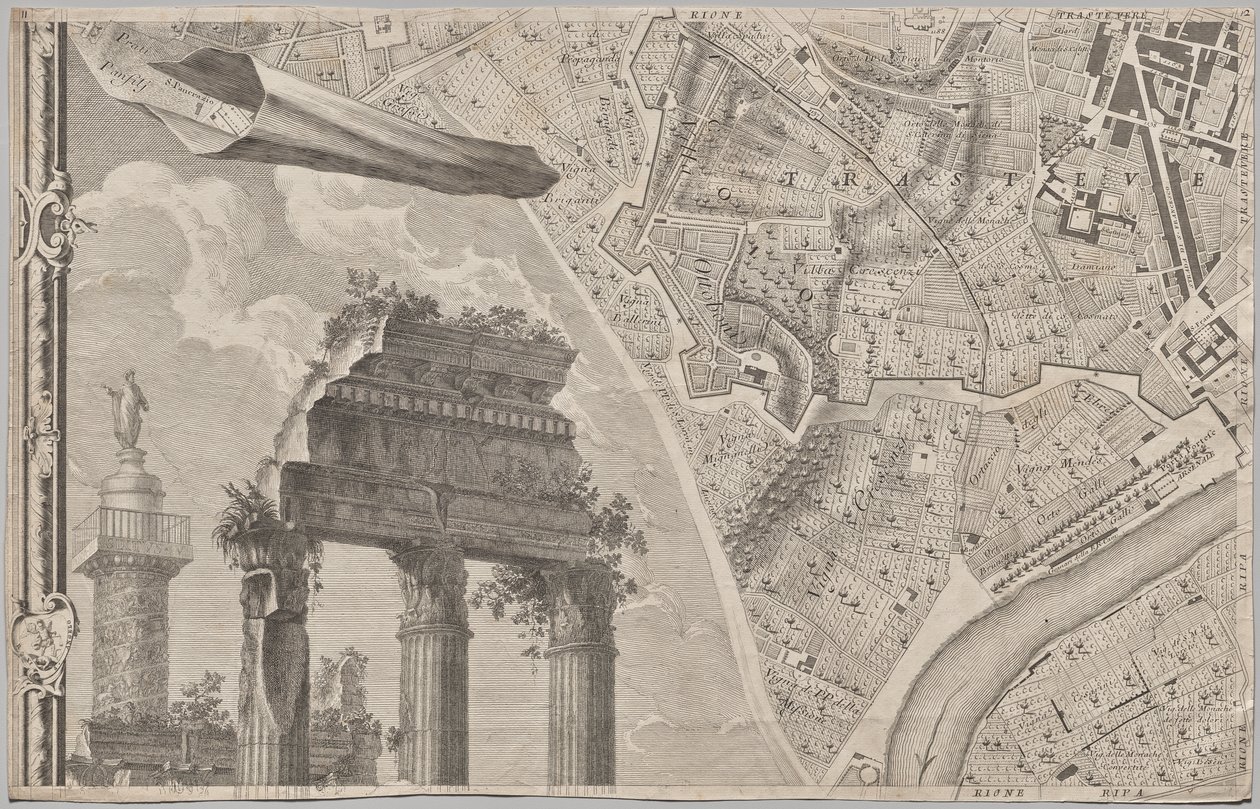Novo mapa de Roma trazido à luz por Giambattista Nolli no ano MDCCXLVII, conhecido como La Pianta Grande di Roma de Giovanni Battista Nolli