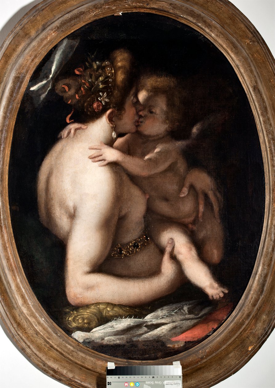 Vénus e Cupido (Venus e Cupido) Pintura de Giovanni Battista Paggi (1554-1627) Genes, Musei di Strada Nuova inv n PB 1409 de Giovanni Battista Paggi