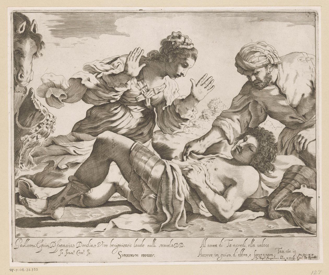 Erminia en Vafrino vinden Tancredi de Giovanni Battista Pasqualini