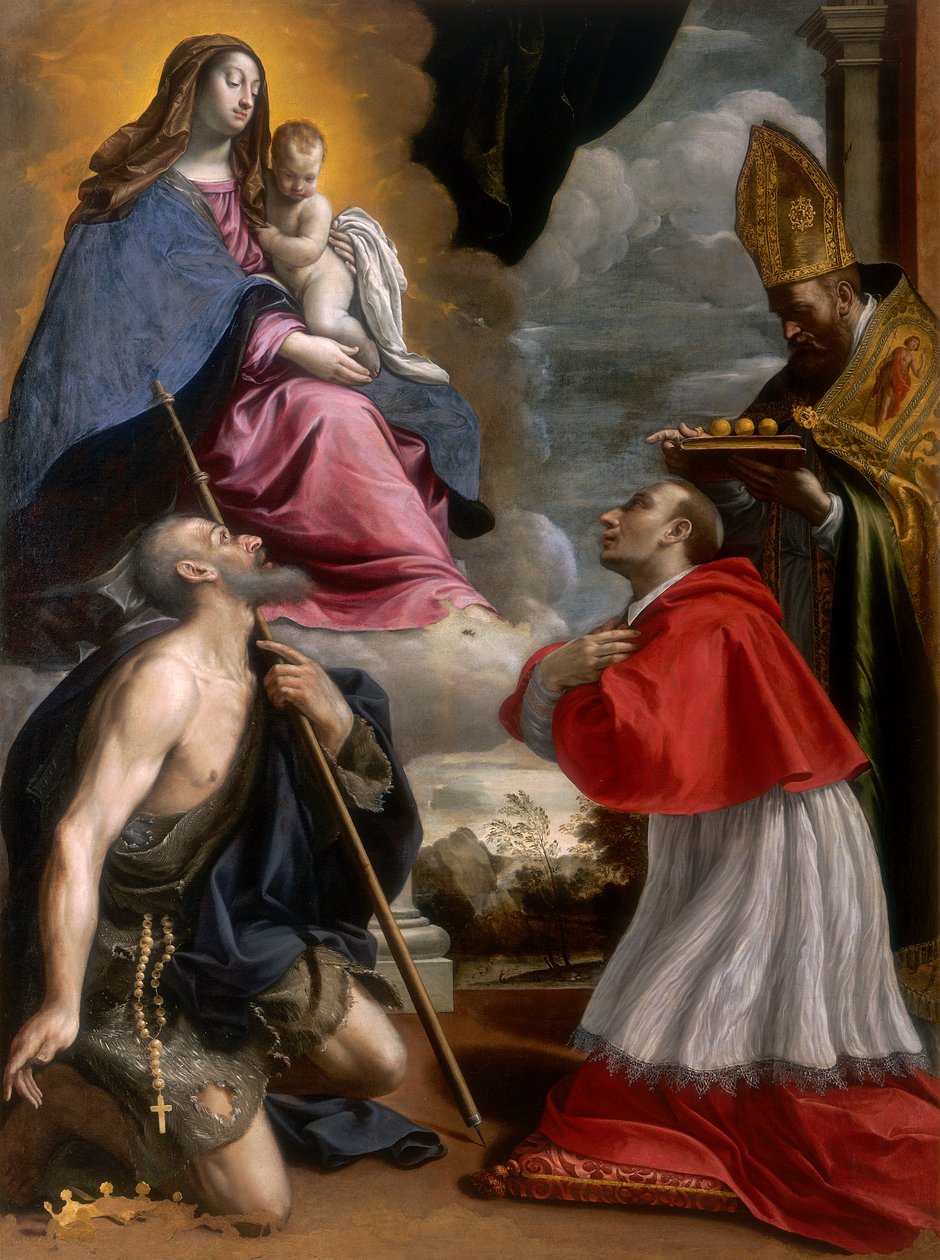 Madonna com criança e santos de Giovanni Battista Pesari