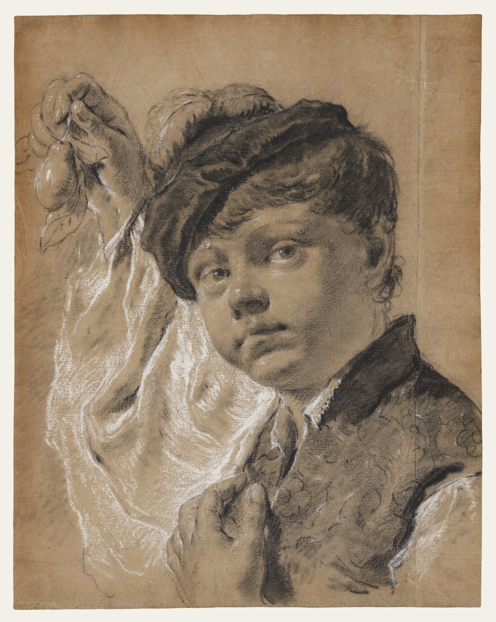 Um Rapaz a Segurar uma Pêra (Giacomo Piazzetta) de Giovanni Battista Piazzetta