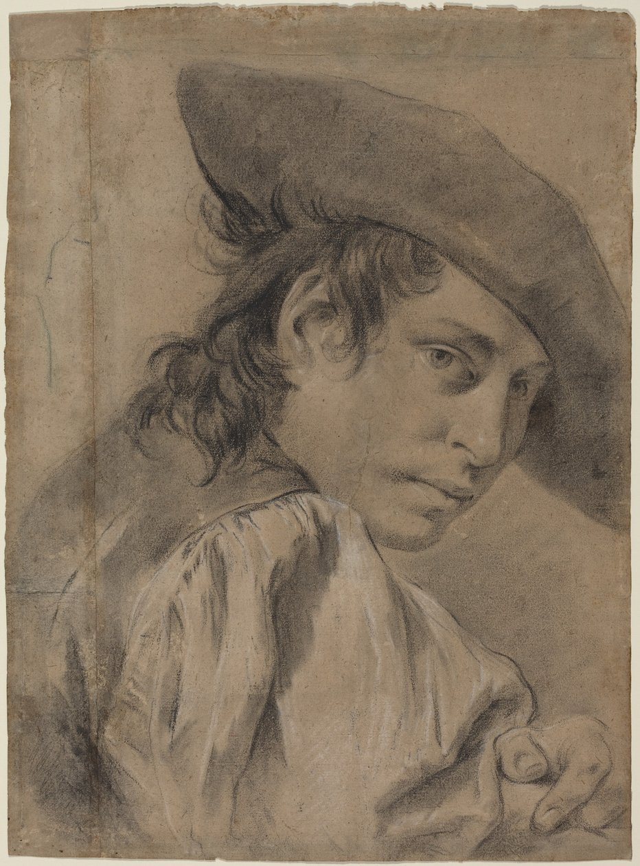 Um jovem com chapéu de abas largas de Giovanni Battista Piazzetta