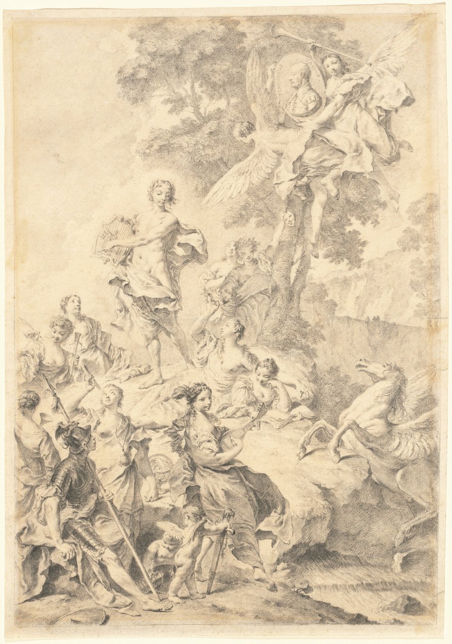 Apolo, as musas e Marte: em louvor de Tasso de Giovanni Battista Piazzetta