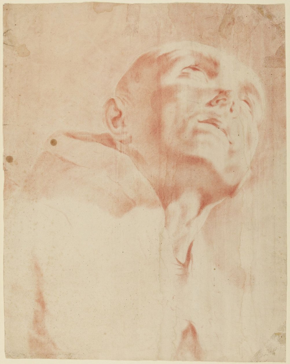 Cabeça de um monge a olhar para cima de Giovanni Battista Piazzetta