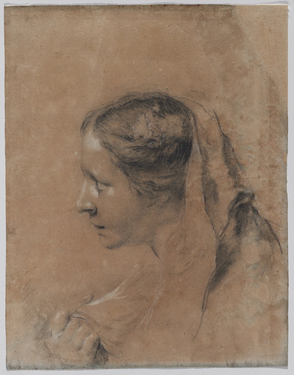 Cabeça de uma mulher de perfil com um lenço. de Giovanni Battista Piazzetta