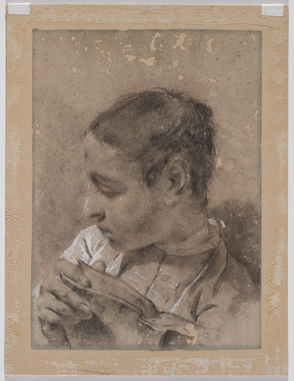Cabeça de um jovem de perfil com um livro de Giovanni Battista Piazzetta