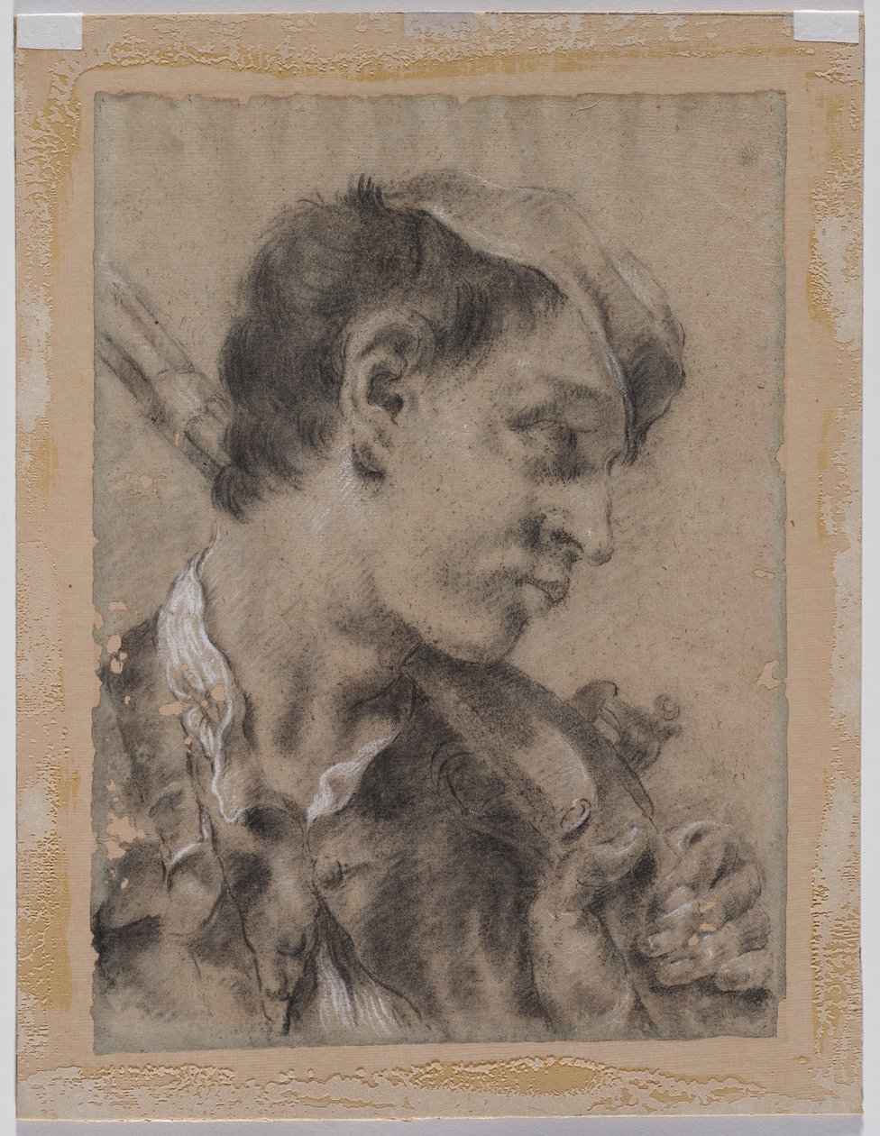 Cabeça de um jovem de perfil com uma arma sobre o ombro de Giovanni Battista Piazzetta