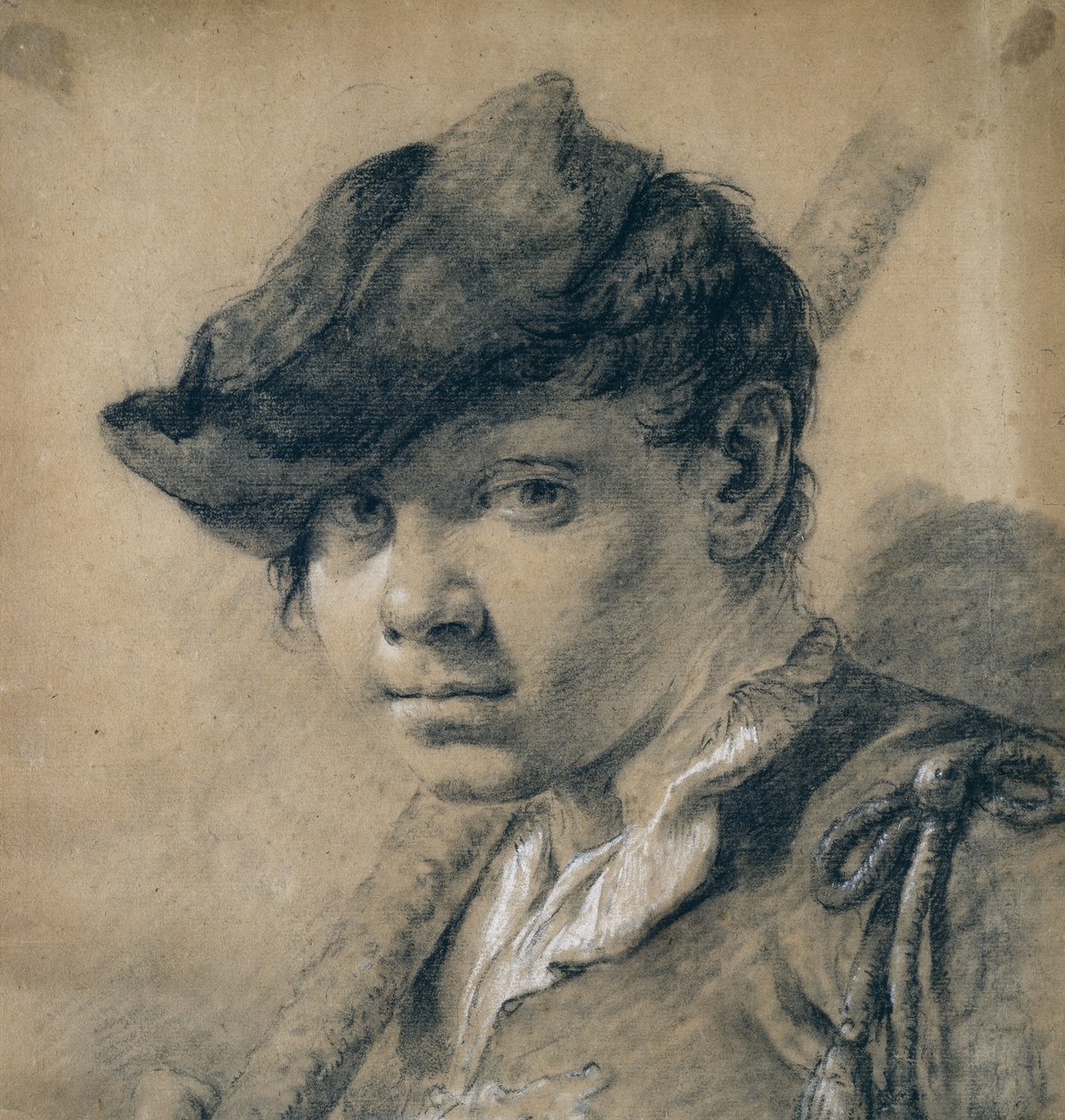 Chefe da Juventude (giz preto e branco sobre papel pardo) de Giovanni Battista Piazzetta